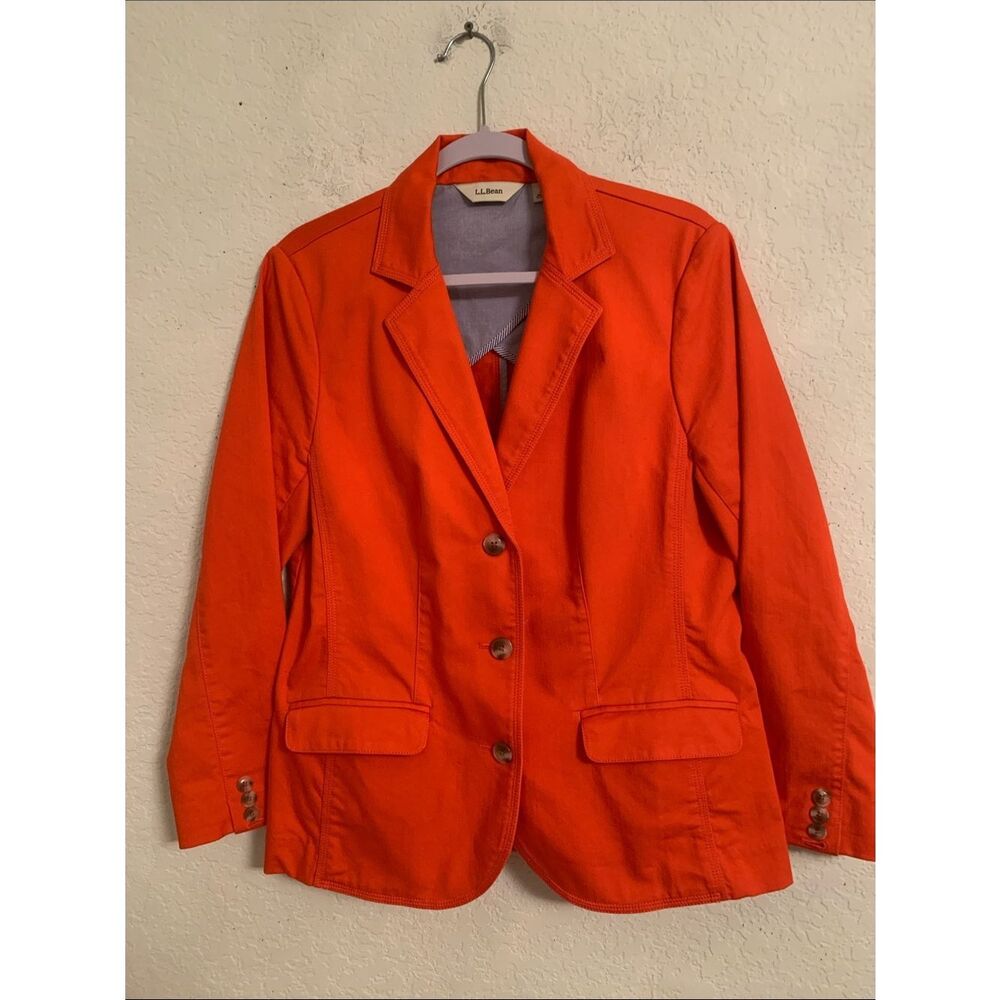 L.L. Bean Women's Bright Orange Cotton Blazer Size M